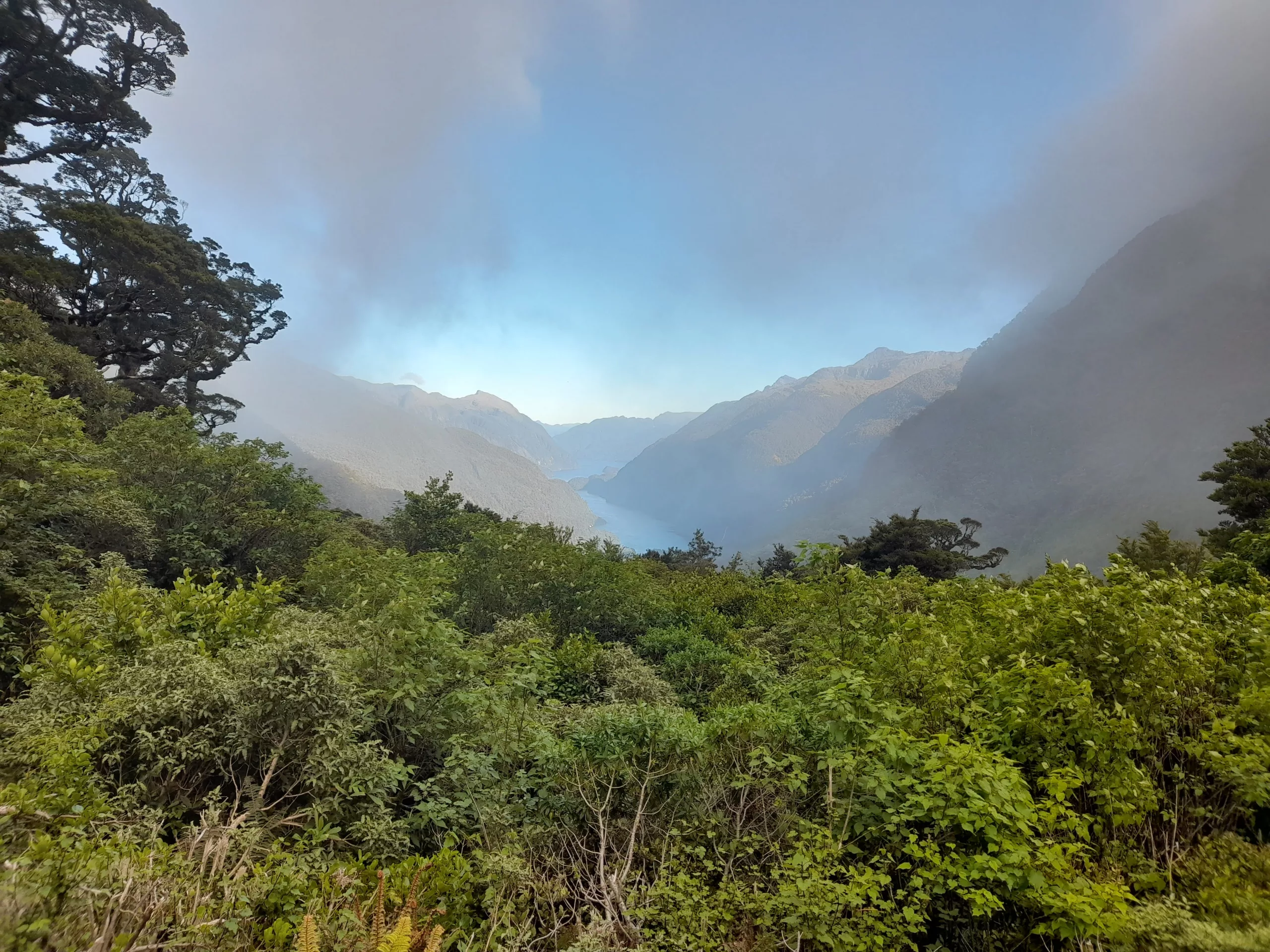 Clouds clearing over Doubtful Sound